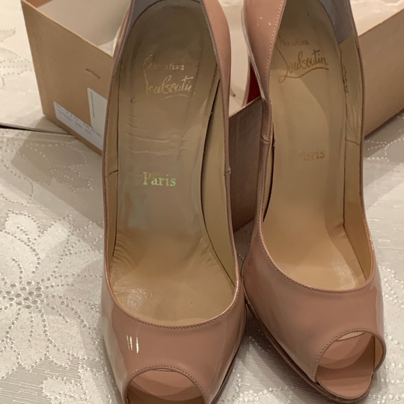 Christian Louboutin Shoes - Louboutin 110M Nude Peep Toe Pump 39